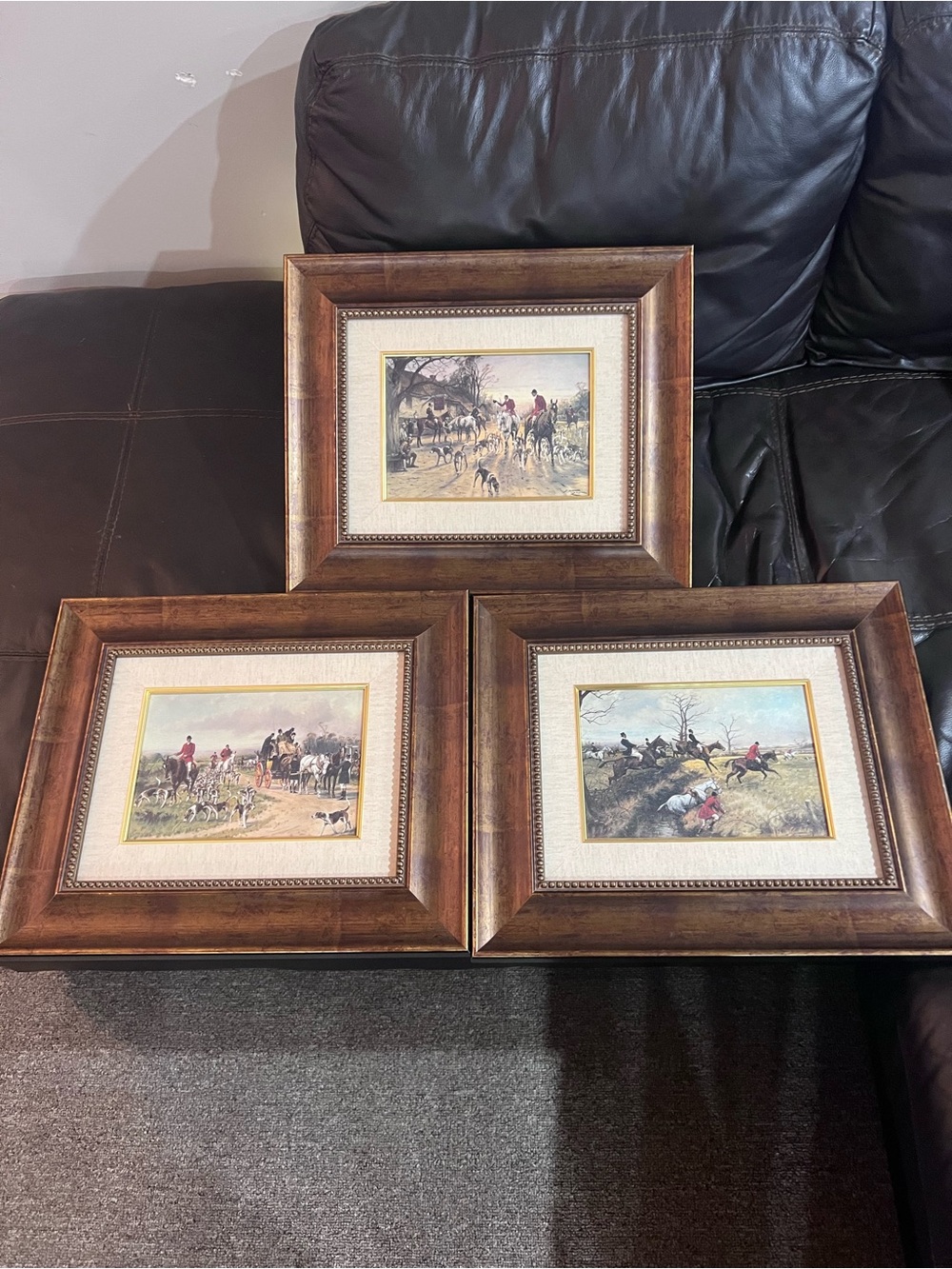 Vintage George Wright English Equestrian Prints Set of 3 Fox Hunt Wall Art